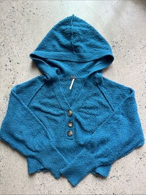Free People Teal Found My Friend Hoodie Size XS